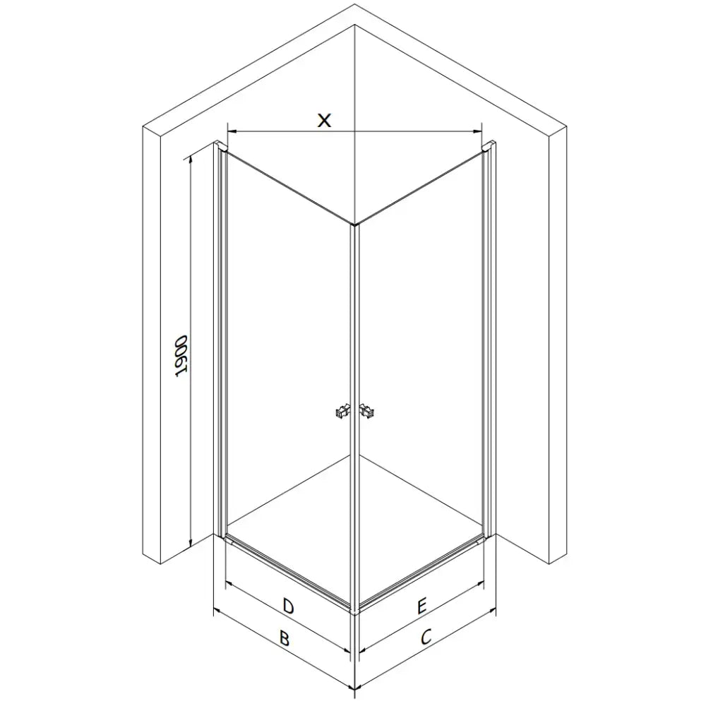 Dusjhjørne Svingbar 100x100 Cm Svart Inngangsbredde (mm): 1300