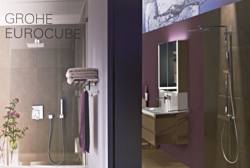 Dusjsett krom - Grohe Euphoria Cube Stick montert i dusj