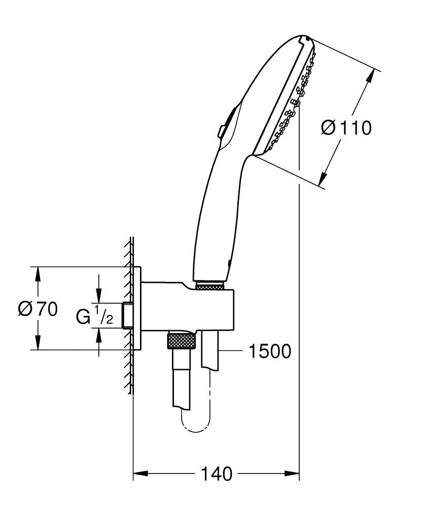 Dusjsett matt svart Grohe Tempesta 110 bakside
