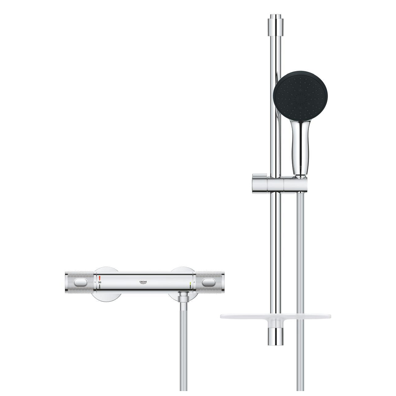 Detalj av dusjsett termostat i krom Grohe Precision Feel