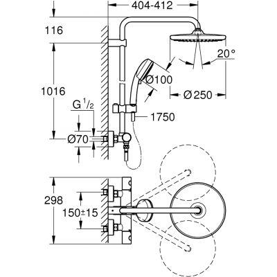 Dusjsett termostat krom Grohe Tempesta Cosmopolitan bakside
