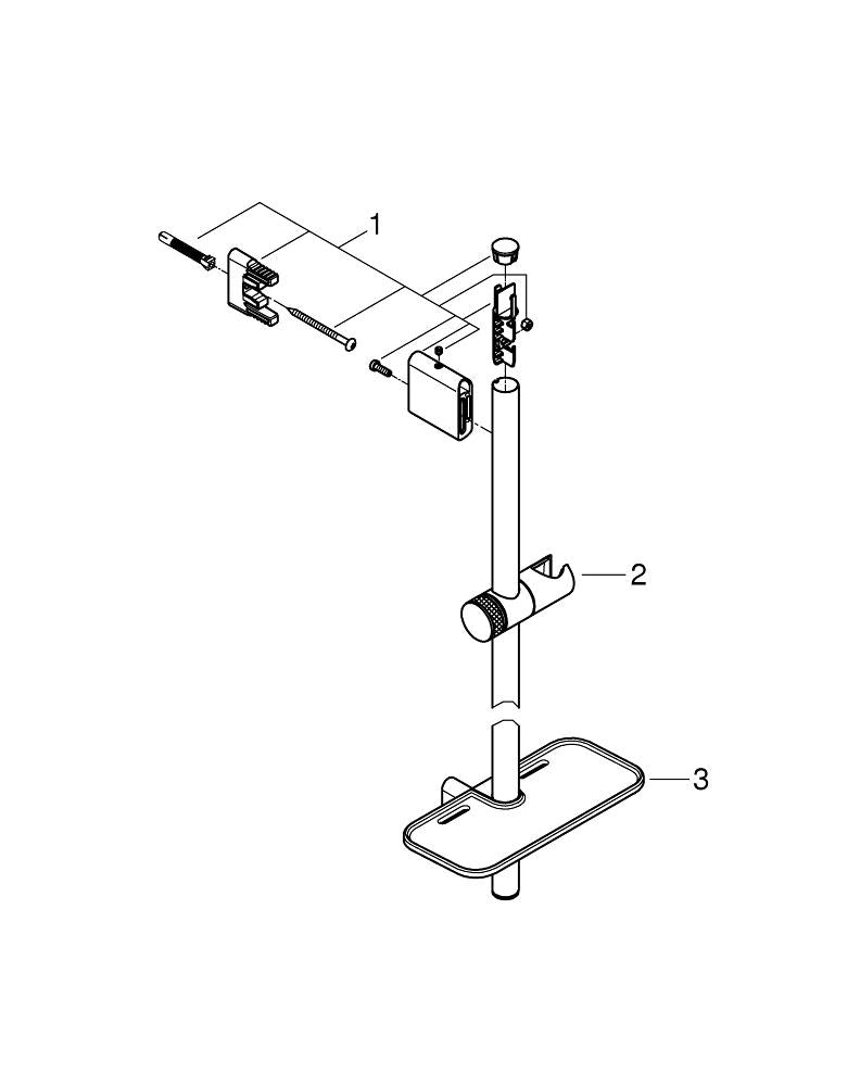 Dusjstang 900 mm børstet stål Grohe Rainshower SmartActive bakside