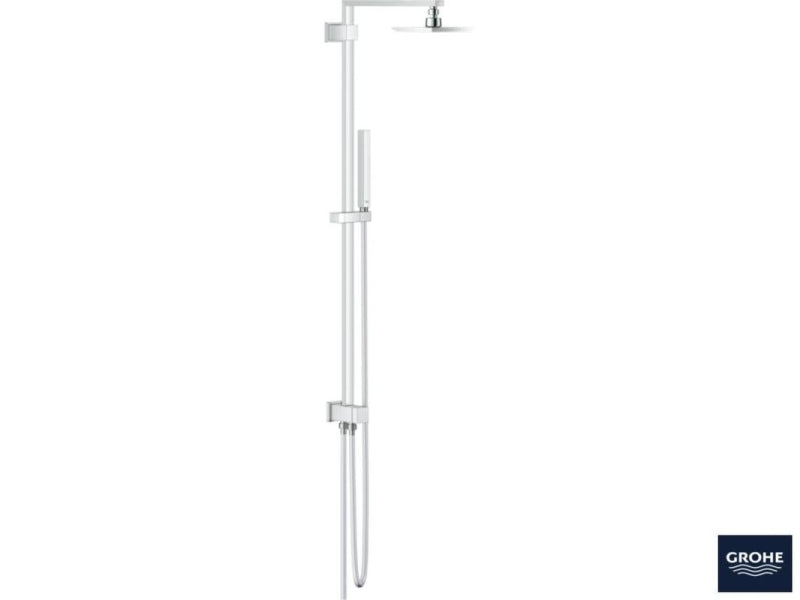Detalj av krom dusjarm på Grohe Euphoria Cube System