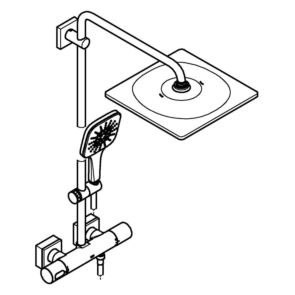 Dusjsystem med termostat veggmontert krom Grohe Rainshower SmartActive detalj