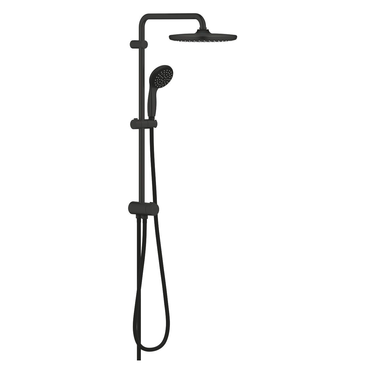 Dusjsystem matt svart Grohe Vitalio Start System 250 forfra