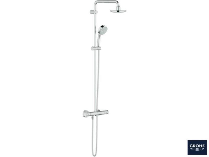Dusjsystem med termostat krom Grohe New Tempesta Cosmopolitan detalj