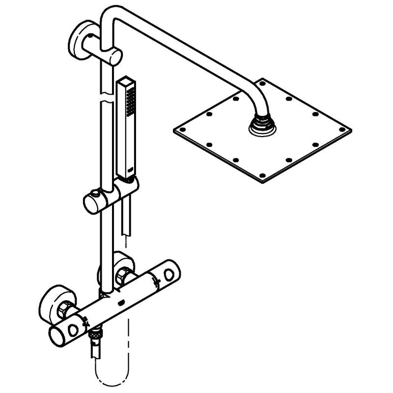Dusjsystem med termostat i krom Grohe Euphoria montert på vegg