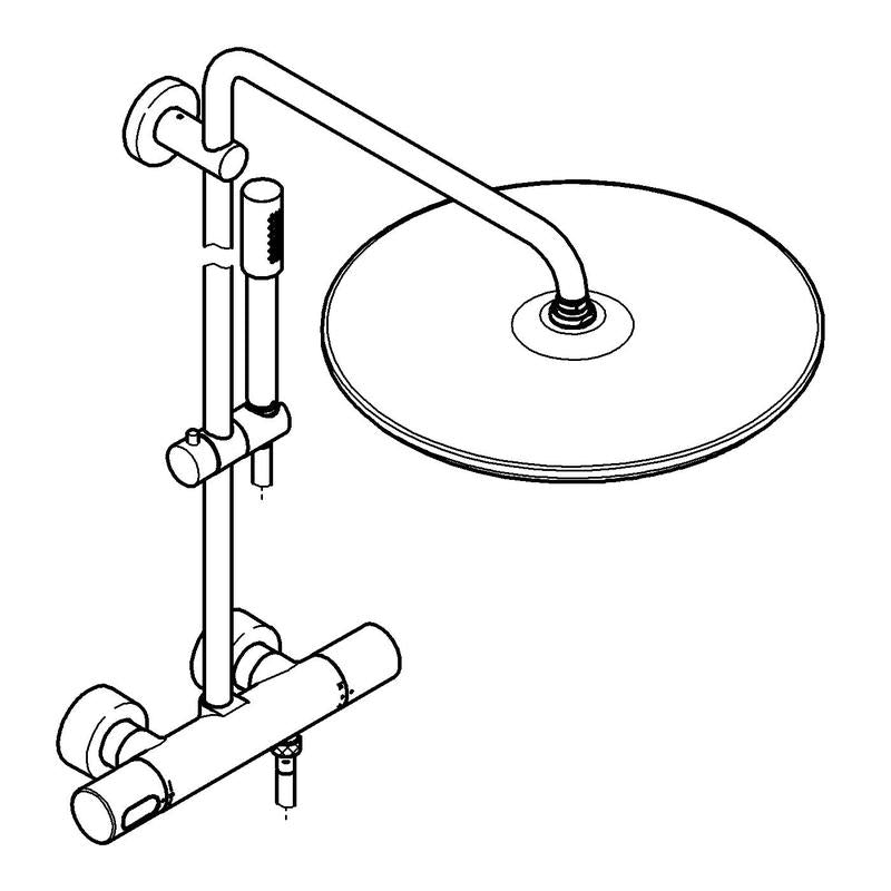 Montert Dusjsystem med termostat i krom Grohe Rainshower i baderom