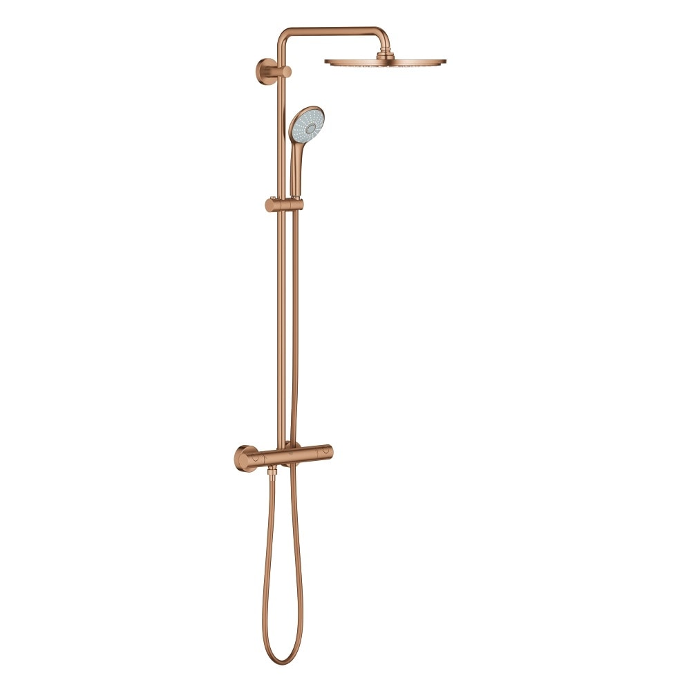 Dusjsystem med termostat Brushed Warm Sunset Grohe Euphoria XXL forfra