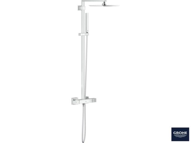 Detalj av termostat på Dusjsystem med termostat i krom Grohe Euphoria Cube XXL