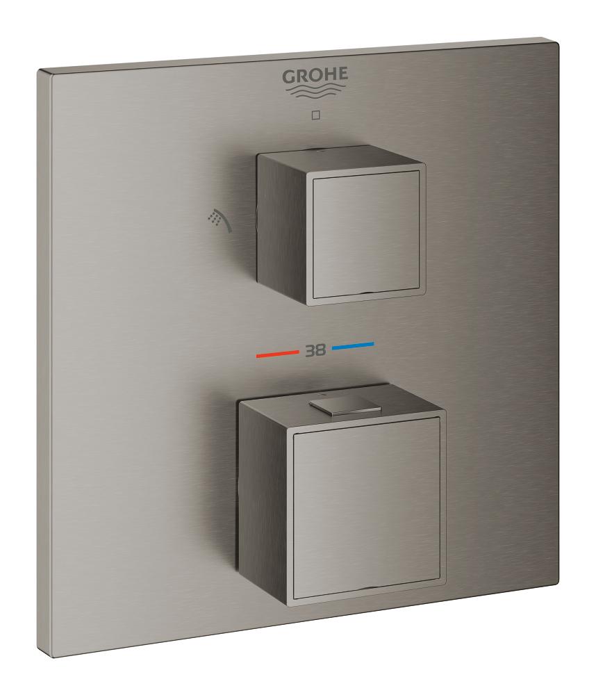 Dusjtermostat innbyggings børstet hard grafitt Grohe Grohtherm Cube forfra