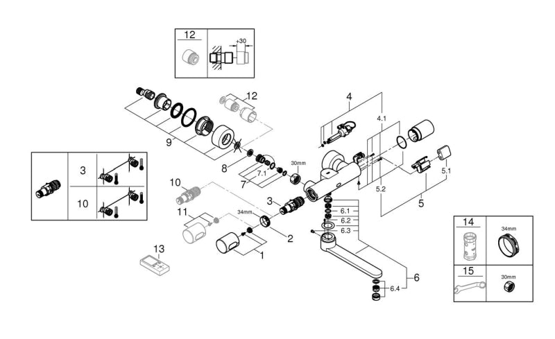 Elektronisk servantbatteri med termostat i krom Grohe Eurosmart Cosmopolitan E sensor