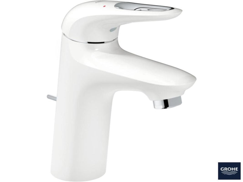 Detalj av hendel på Ettgreps servantbatteri hvit Grohe Eurostyle Moon White