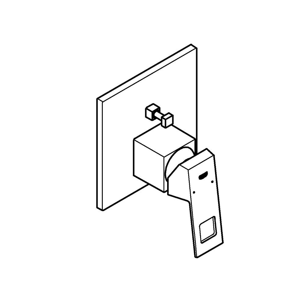 Innbyggingsbatteri ettgreps to uttak brushed hard graphite Grohe Eurocube detalj