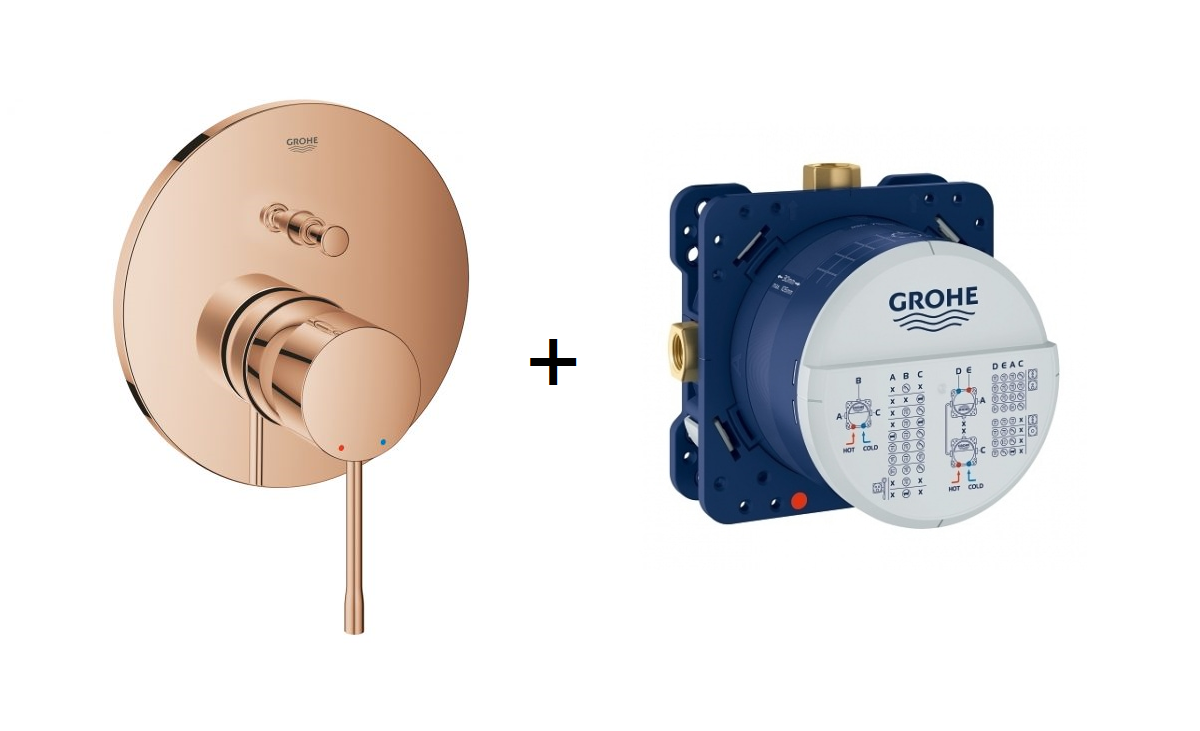 Innbyggingsbatteri toveis Warm Sunset sett Grohe Essence forfra