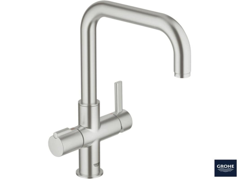 Detalj av kranmunnstykke på Grohe Red Duo kjøkkenbatteri