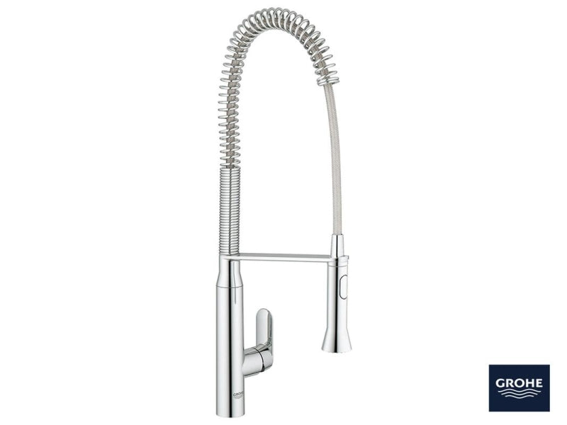 Detalj av tut og håndtak på Grohe K7 kjøkkenbatteri