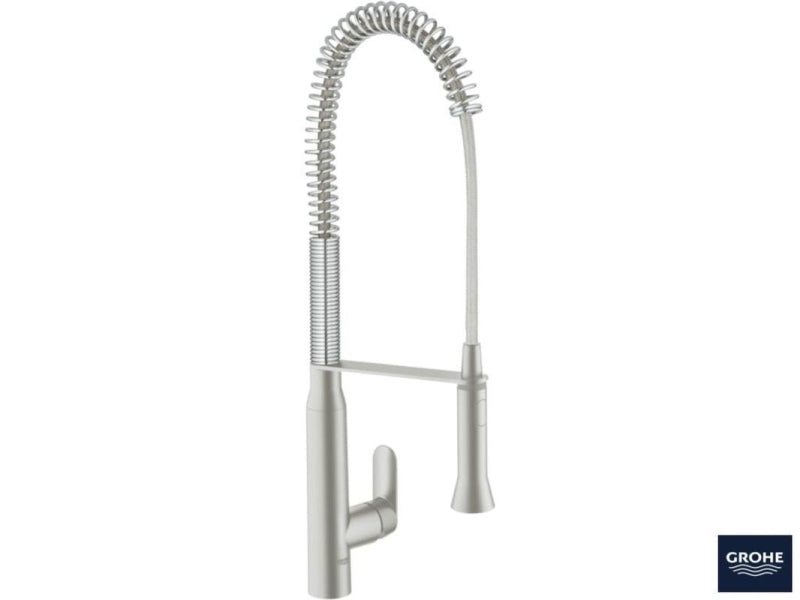 Detalj av tut på Kjøkkenbatteri ettgreps rustfritt stål Grohe K7