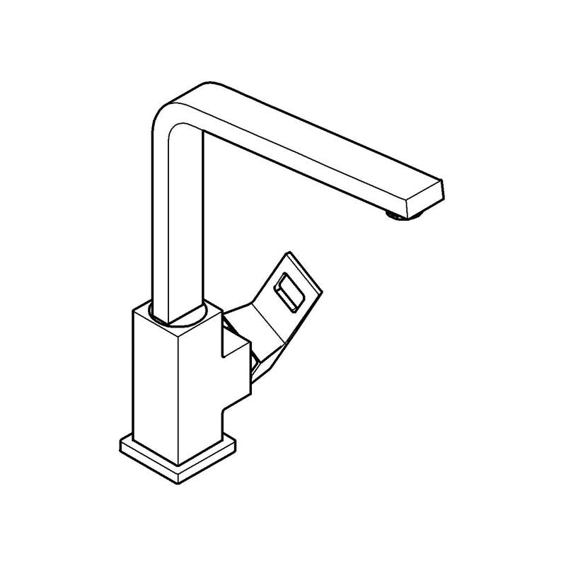 Sideprofil av Grohe Eurocube kjøkkenbatteri krom