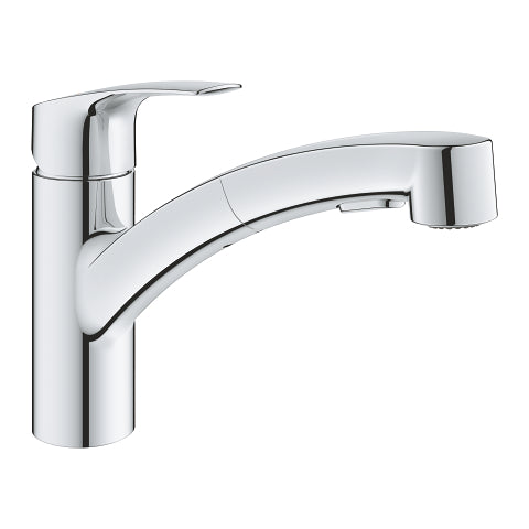Kjøkkenbatteri krom med uttrekkbar tut Grohe Eurosmart forfra