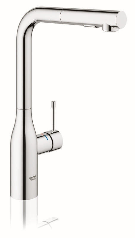 Kjøkkenbatteri krom uttrekkbar tut Grohe Essence bakside