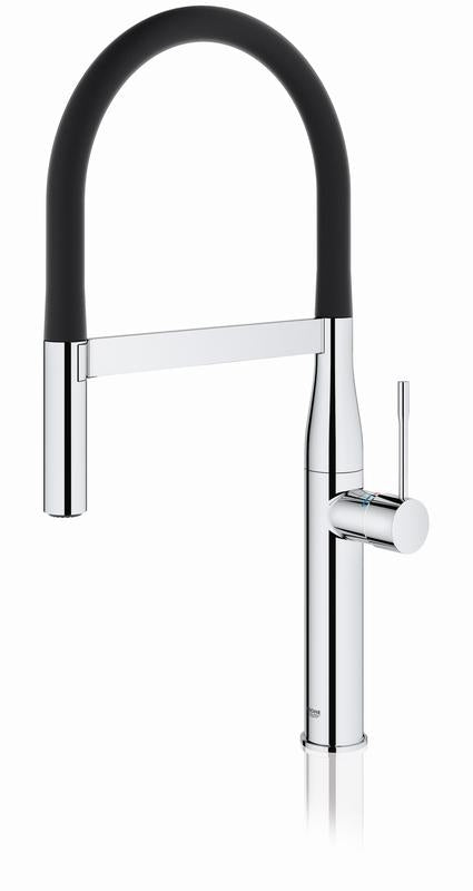 Detalj av silikonmunnstykke på Kjøkkenbatteri matt svart Grohe Essence