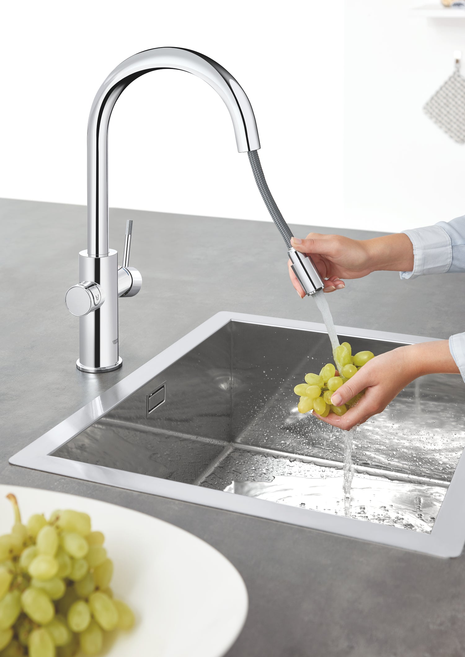 Montert kjøkkenbatteri med filter C-tut krom Grohe Blue Home