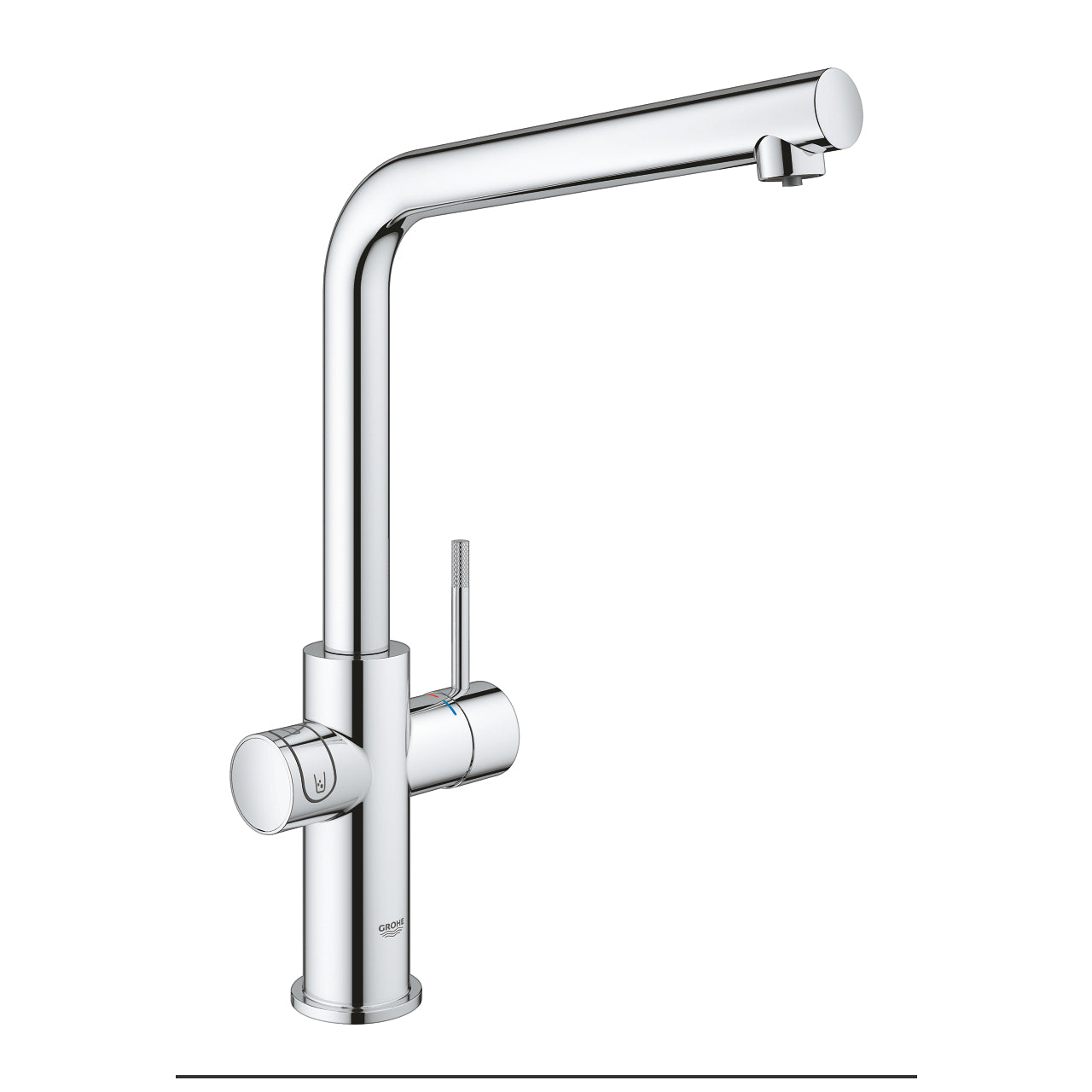 Kjøkkenbatteri med vannfilter L-tut krom Grohe Blue Home bakside