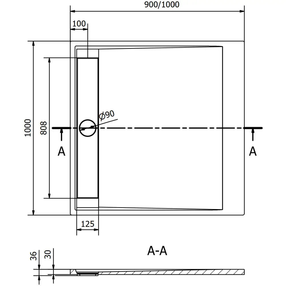 Amon Dusjbrett Kvadratisk Smc 100x100 Cm Svart - 4f