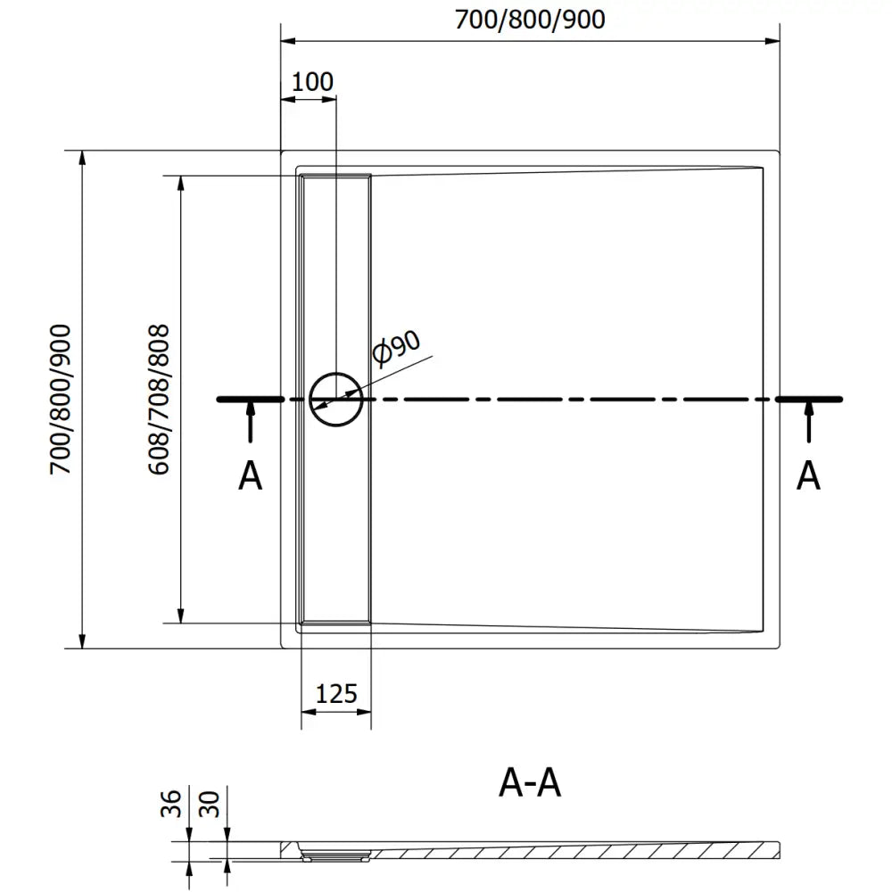 Amon Dusjbrett Kvadratisk Smc 80x80 Cm Hvit - 4f