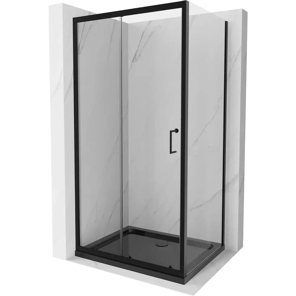 Svart Dusjkabinett 100x80 Cm Skyvedør Gjennomsiktig