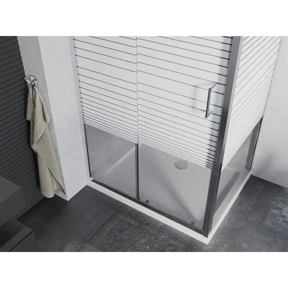 Dusjhjørne med Dusjbrett 130x70 Cm Skyvedør Striper Krom