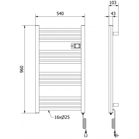 Håndkletørker Aran 960 x 500 mm, 500 W, Hvit