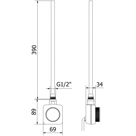 Håndkletørker Ares 1200 x 400 mm, 400 W, Sort