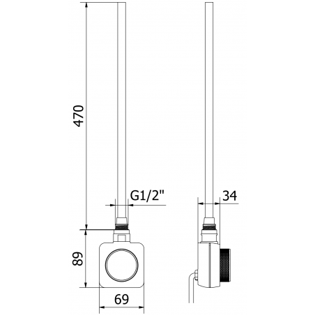 Håndkletørker Ares 1200 x 500 mm, 500 W, Hvit