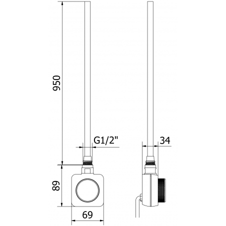 Håndkletørker Ares 1800 x 600 mm, 1200 W, Hvit