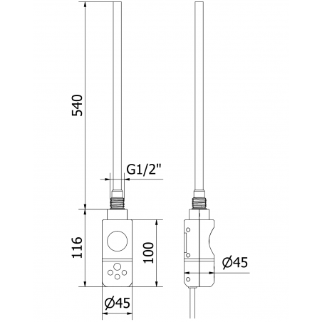 Håndkletørker Ares 1800 x 600 mm, 600 W, Gull