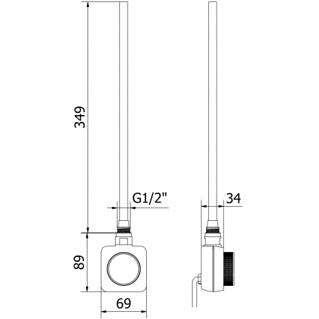 Håndkletørker Ares 500 x 400 mm, 300 W, Sort, Premium