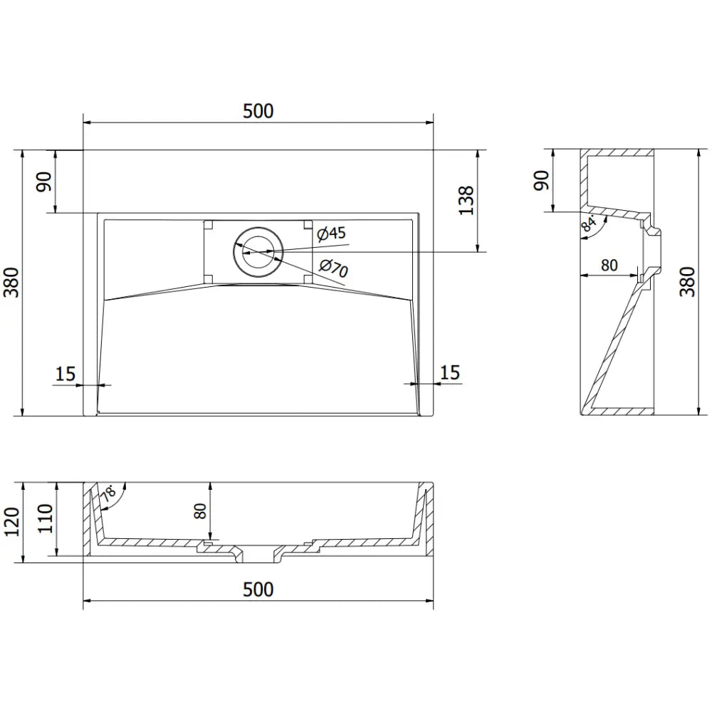 Ava Benkeplatevask i Kompositt 1/o 50x38 Cm Hvit