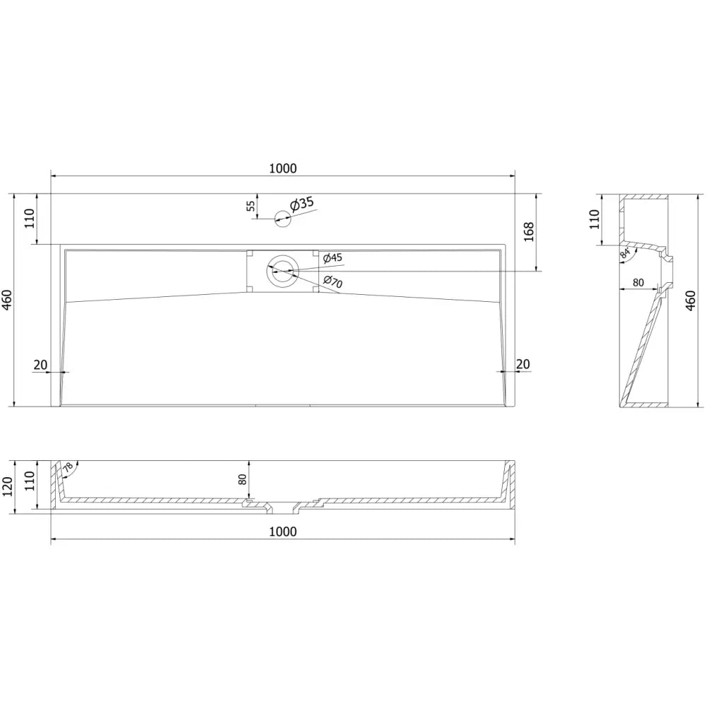 Ava Servant for Benkeplate av Kompositt 1/o 100x46 Cm Svart