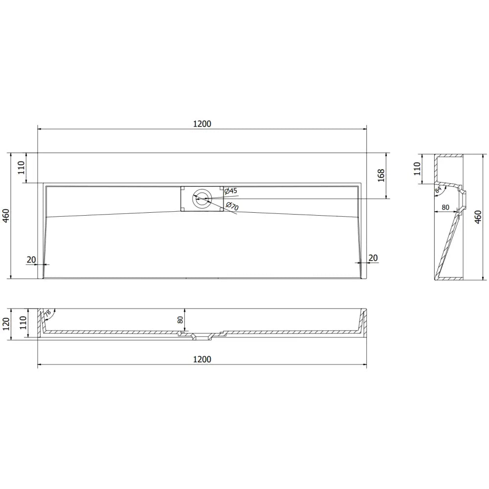 Ava Servant for Benkeplate av Kompositt B/o 120x46 Cm Svart