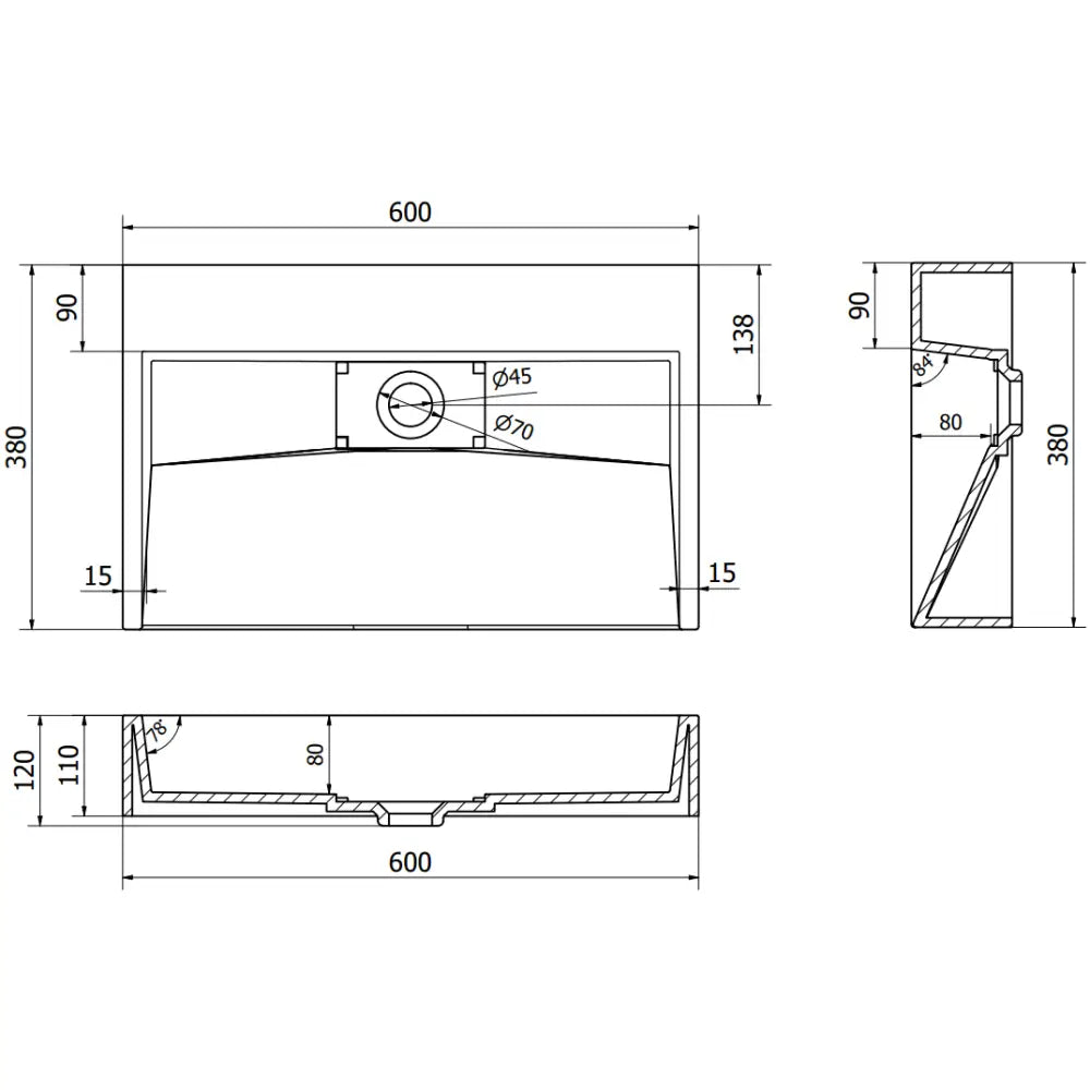 Ava Servant for Benkeplate av Kompositt B/o 60x38 Cm Svart