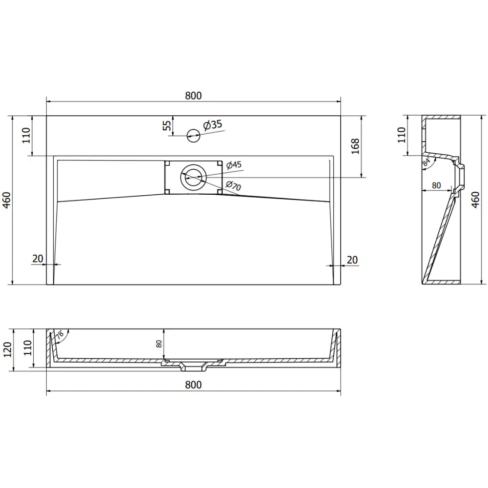 Ava Servant for Benkeplate i Kompositt 1/o 80x46 Cm Hvit