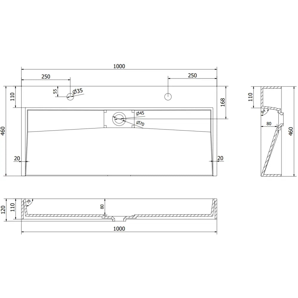 Ava Servant for Benkeplate i Kompositt 2/o 100x46 Cm Hvit