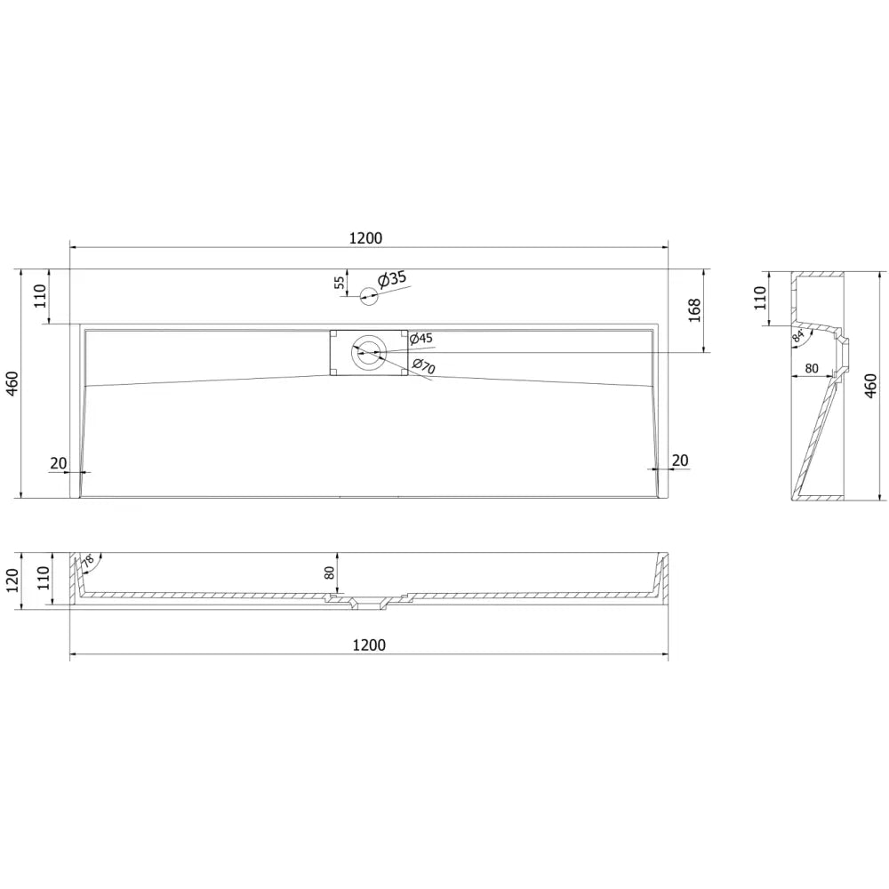 Ava Servant for Montering på Benkeplate i Kompositt 1/o 120x46 Cm Hvit