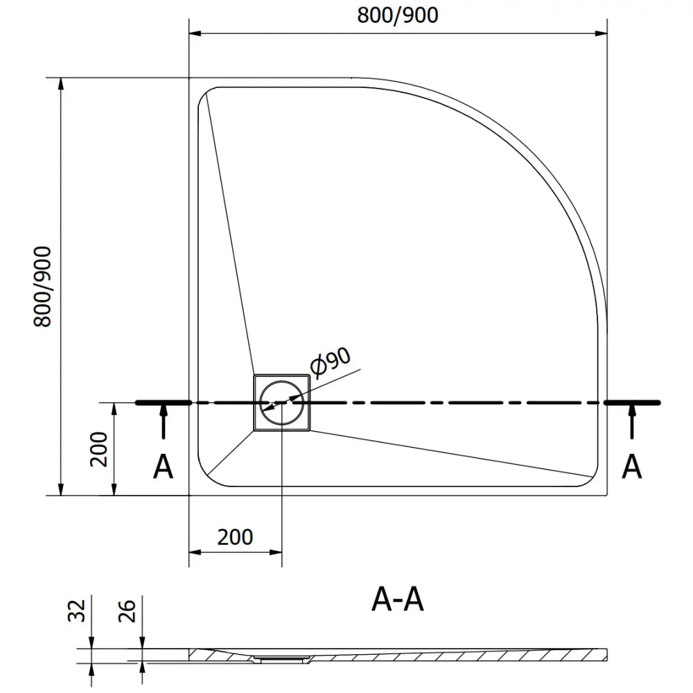 Bert Halvrund Dusjbunn Smc 90x90 Cm Grå - 4kr