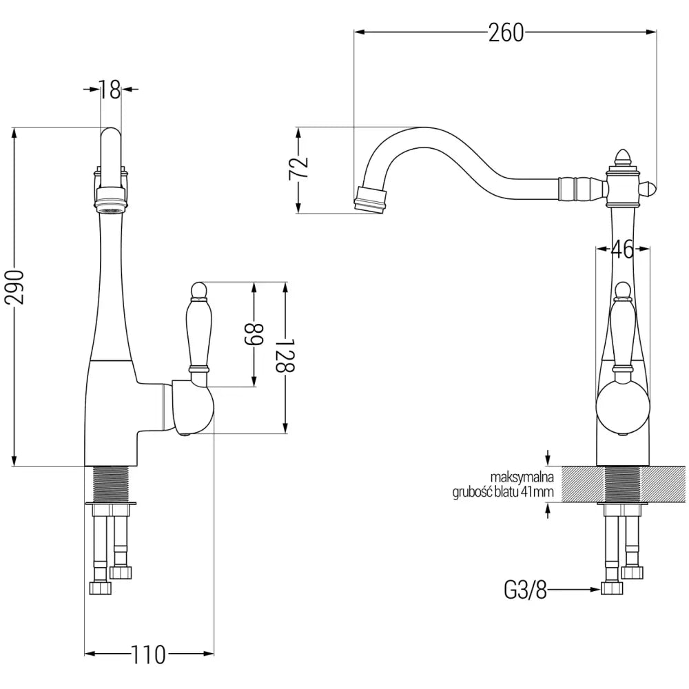 Kjøkkenbatteri Svart S7