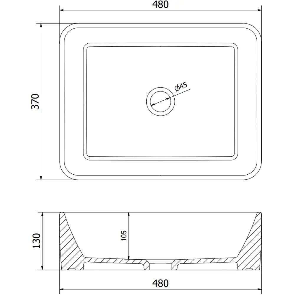 Catia Servant for Montering på Benkeplate 48x37 Cm Hvit/gullkant