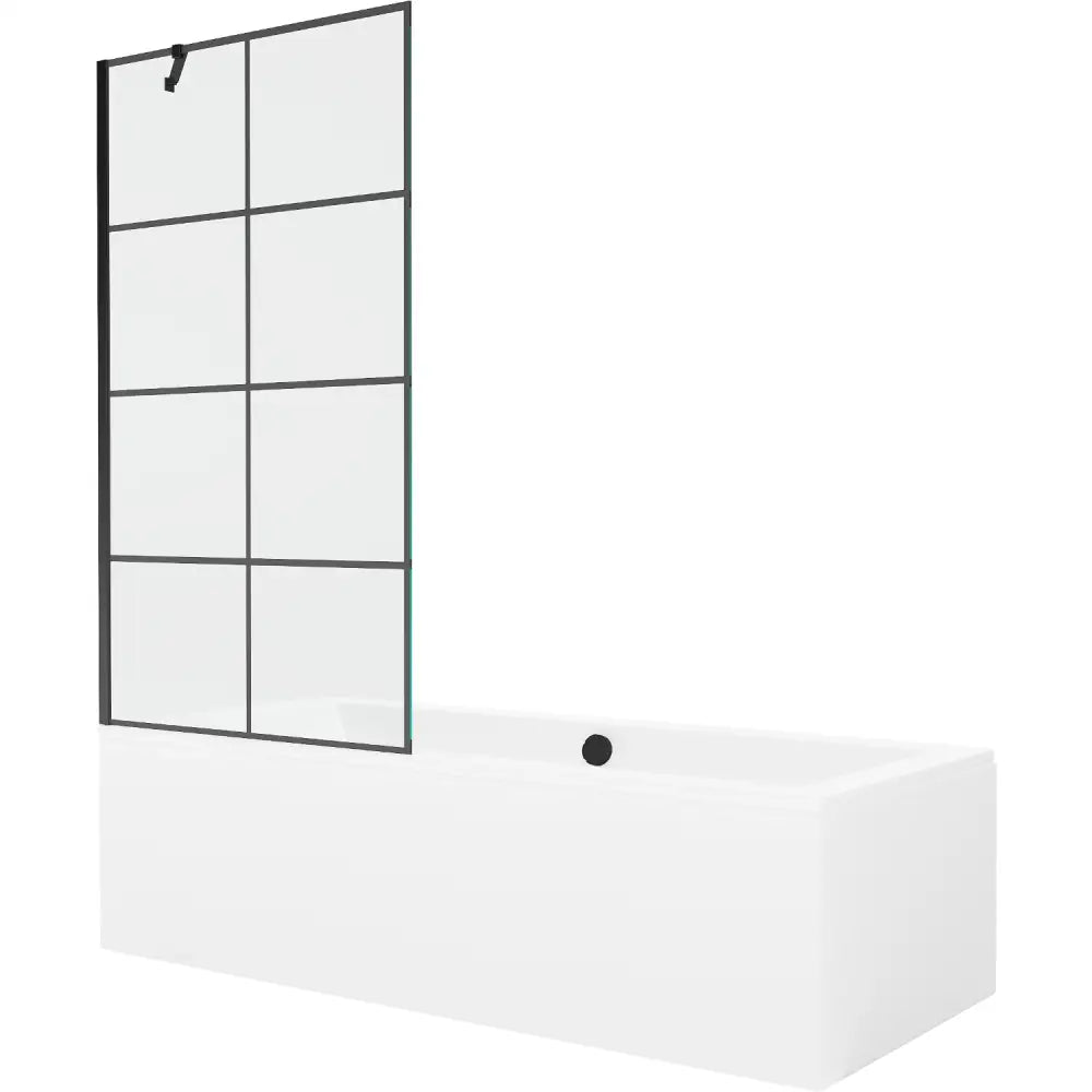 Cube Rektangulært Badekar 170x80 Cm med Kabinett og Enkeltdørs Skjerm 90 Cm Svart Mønster - 550517080x