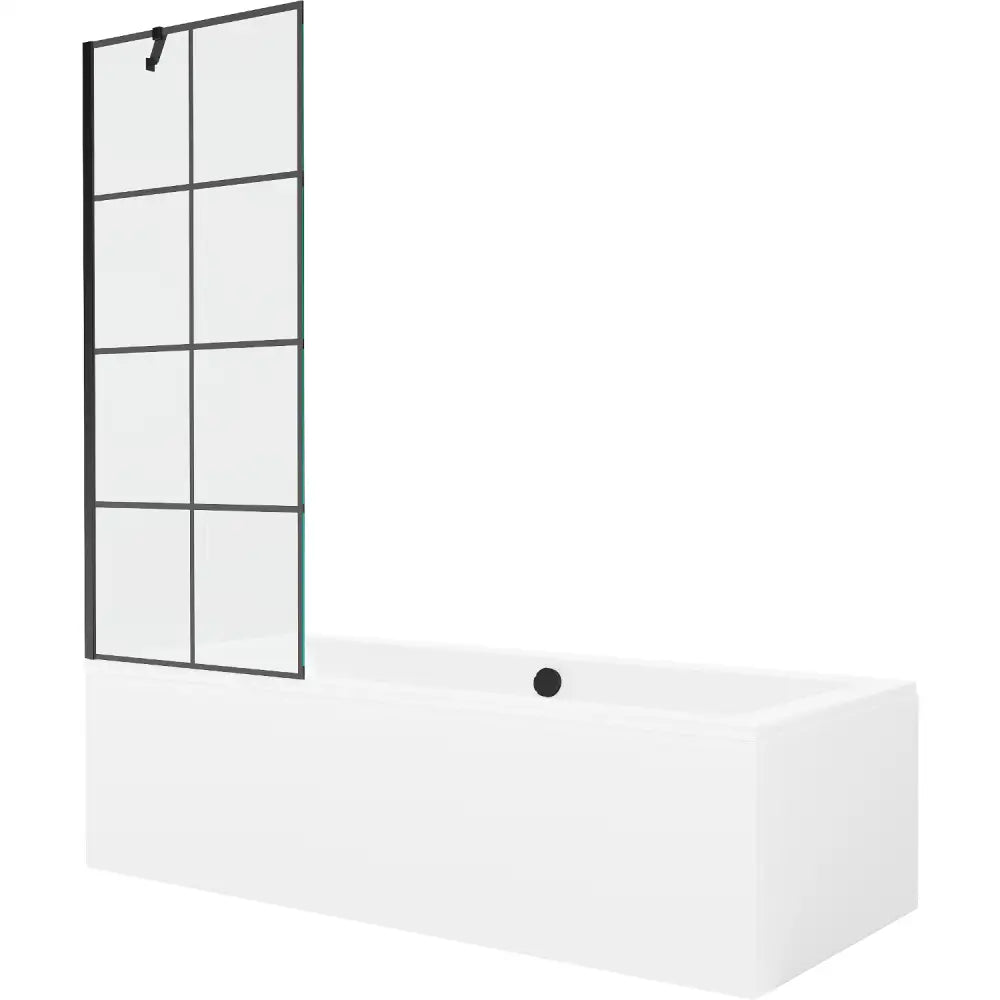 Cube Rektangulært Badekar 170x80 Cm med Kabinett og Enkeltdørs Skjerm 70 Cm Svart Mønster - 550517080x